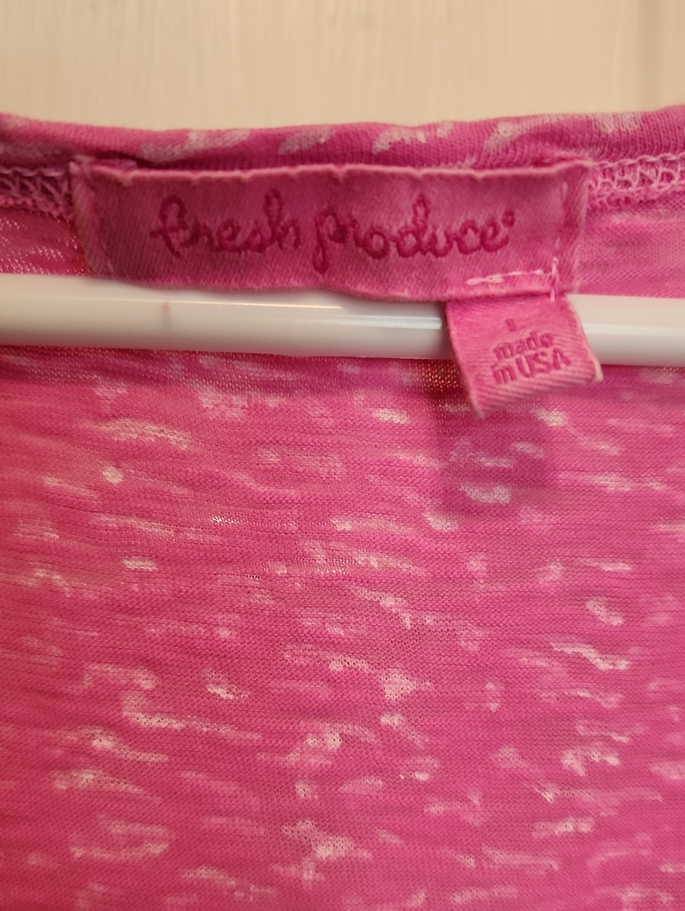 FRESH PRODUCE Pink and White Scoop Neck Tee Lightweight For Summer Beach Resort - Picture 2 of 8